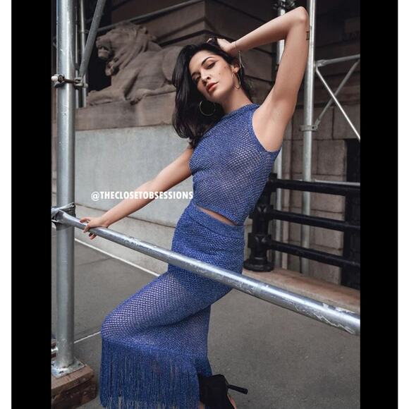 RARE!!! MANGO Co-Ord Set Knit Crop Top + Fringed Midi Skirt NWT - Picture 6 of 16